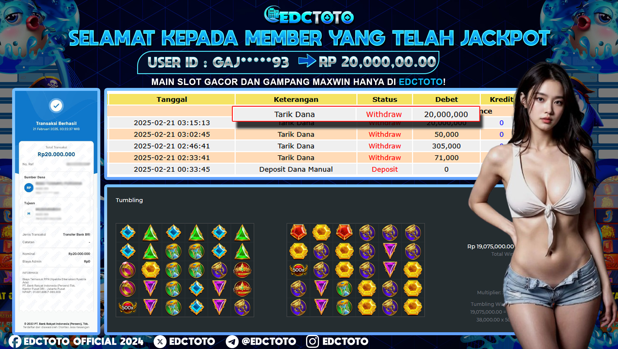 Selamat Kepada Member EDCTOTO JACKPOT 20JT DI Gates of Olympus 1000  Pragmatic Play  Jangan ragukan situs RESMI EDCTOTO