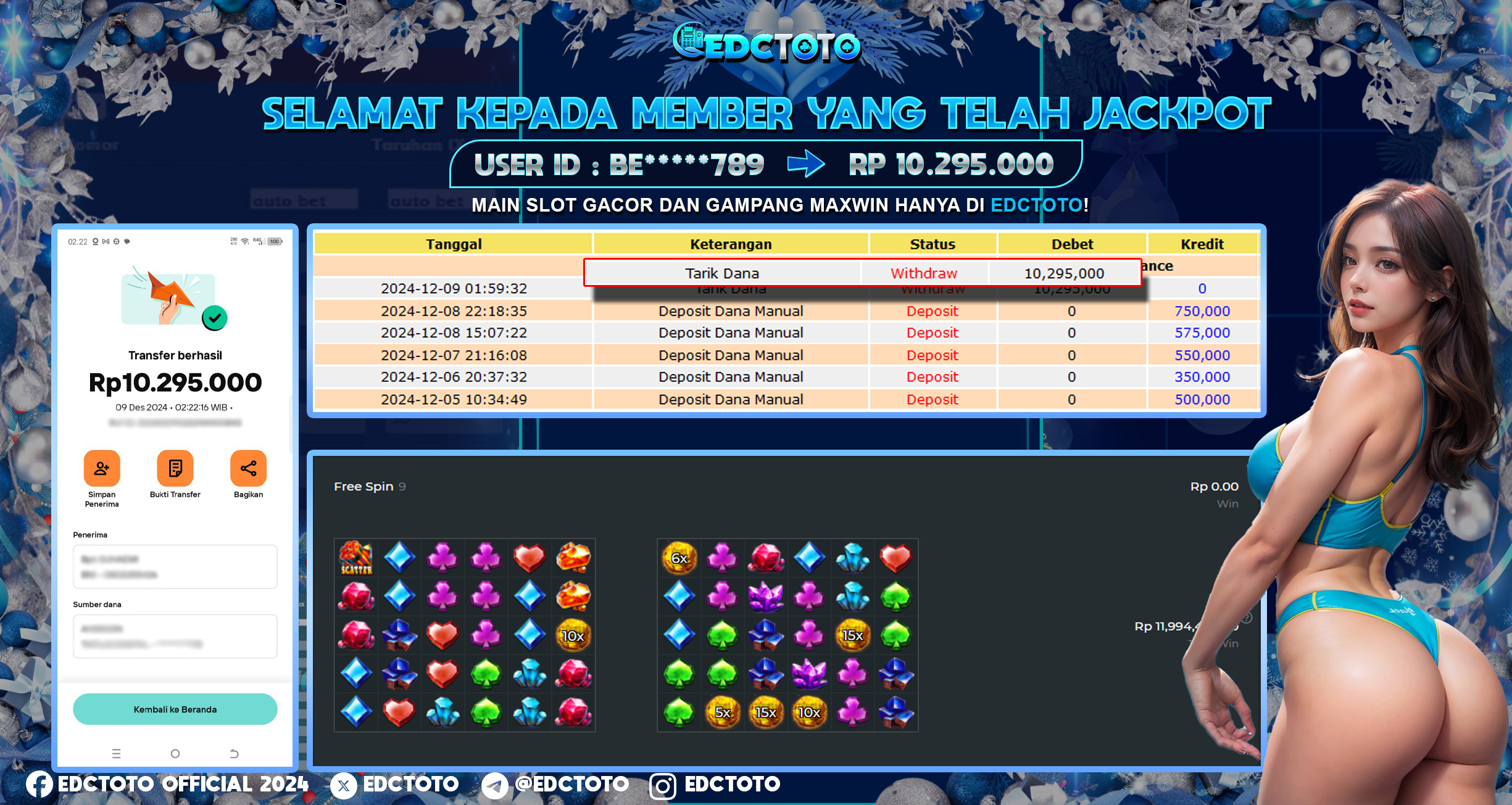 Selamat Kepada Member EDCTOTO JACKPOT 10JT Di  Bonanza Gold - Pragmatic Play  Jangan ragukan situs RESMI EDCTOTO 