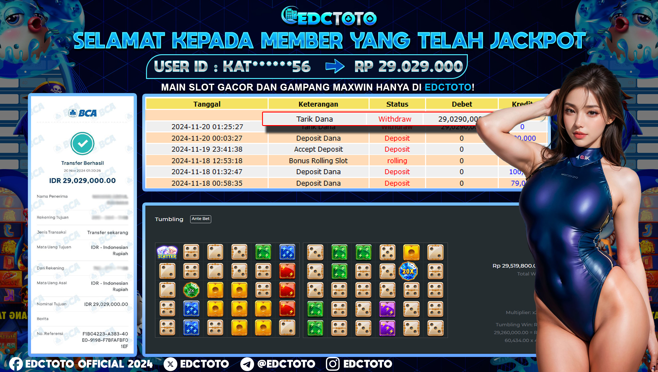 Selamat Kepada Member EDCTOTO JACKPOT 29JT Di Gates of Olympus Dice jangan ragukan situs RESMI EDCTOTO