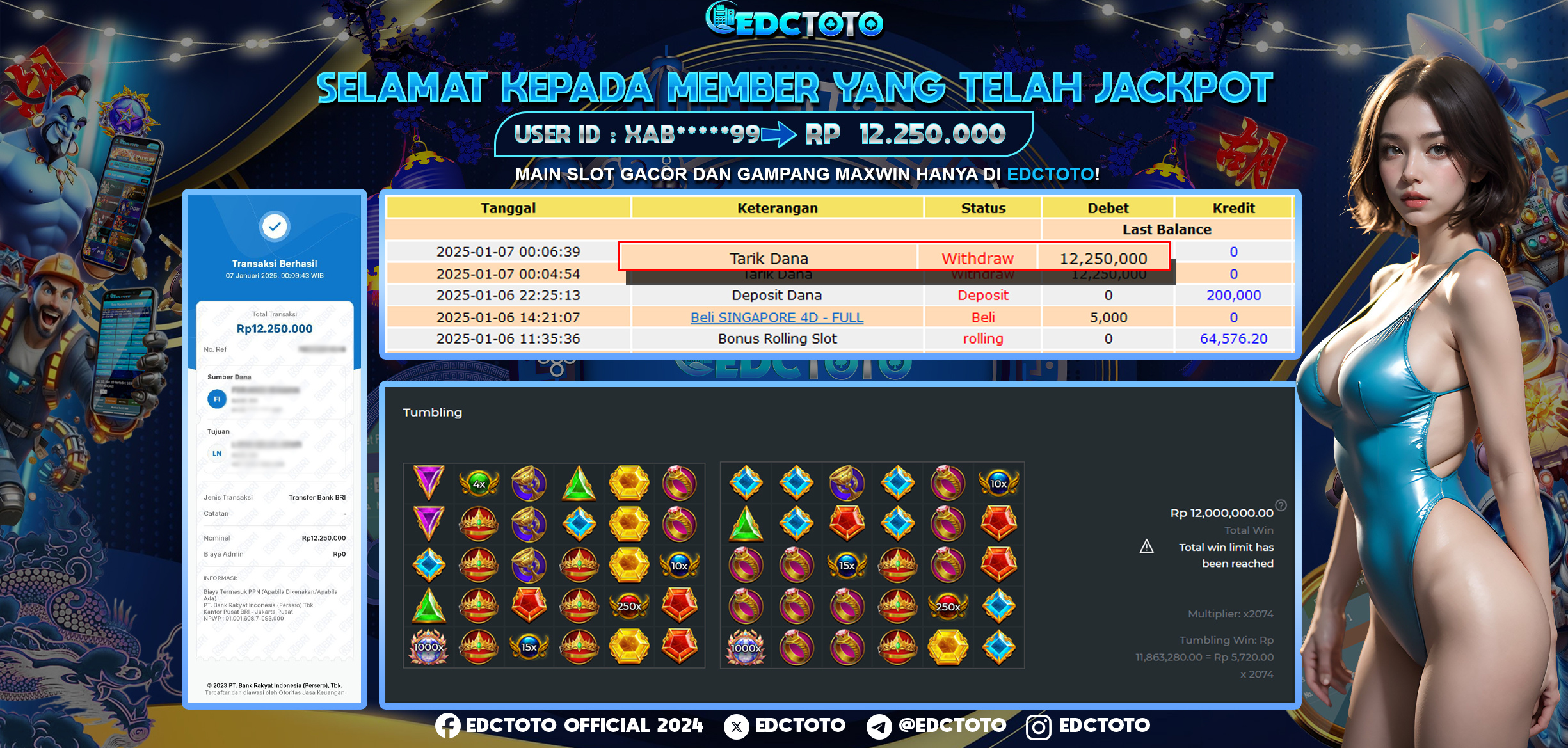 Selamat Kepada Member EDCTOTO JACKPOT 12JT Di  Gates of Olympus 1000 pragmatic play  Jangan ragukan situs RESMI EDCTOTO
