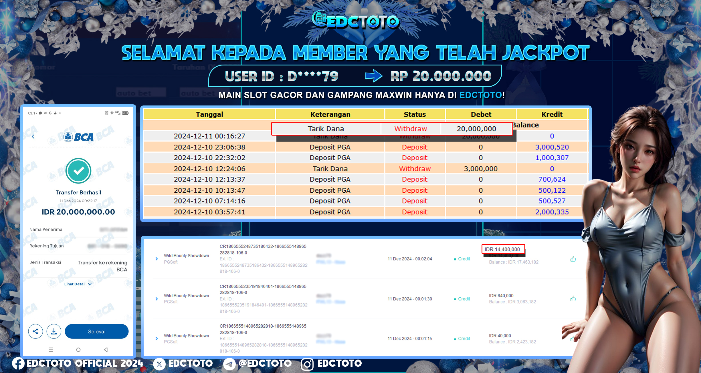 Selamat Kepada Member EDCTOTO JACKPOT 20JT Di  Wild Bounty Showdown - PGSoft  Jangan ragukan situs RESMI EDCTOTO 