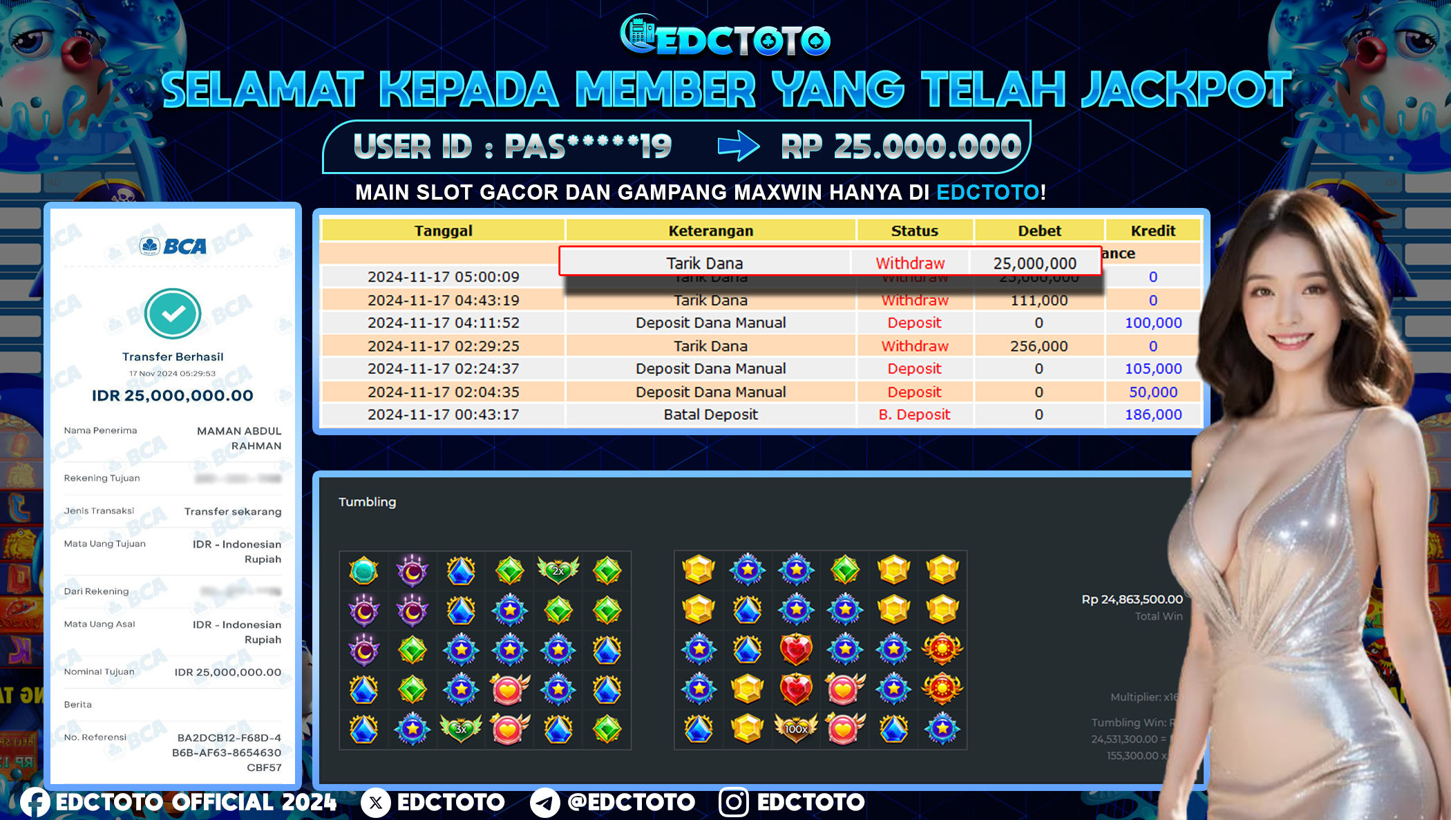 Selamat Kepada Member EDCTOTO JACKPOT 25JT DiStarlight Princess 1000 jangan ragukan situs RESMI EDCTOTO