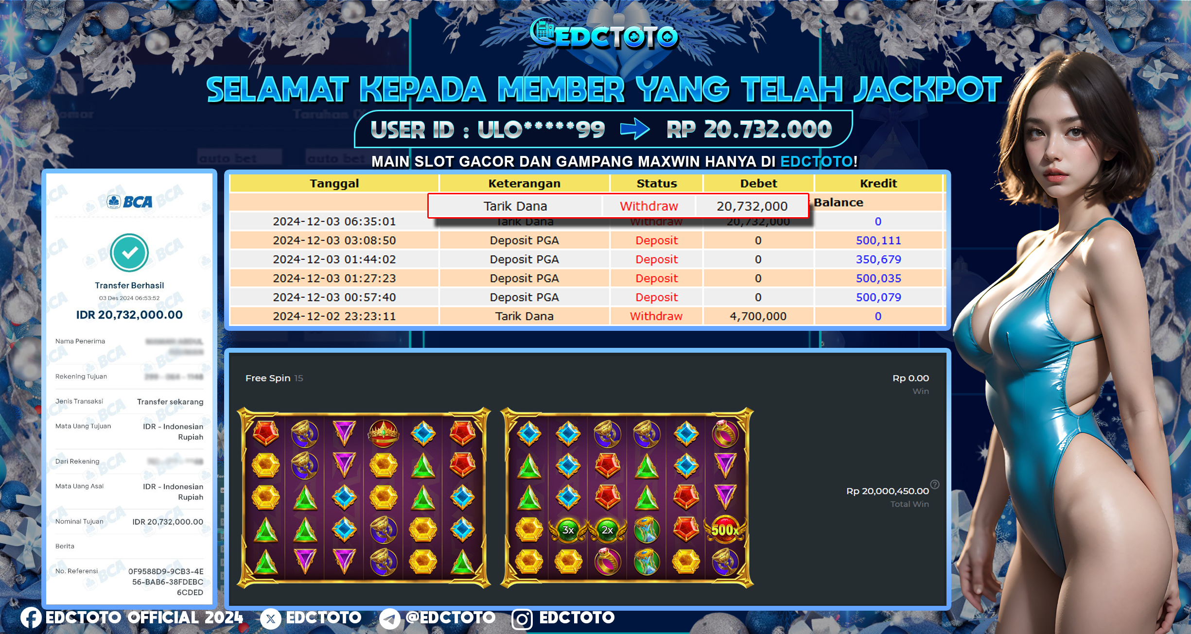 Selamat Kepada Member EDCTOTO JACKPOT 20JT Di  15000x Mania - Pragmatic Play  Jangan ragukan situs RESMI EDCTOTO 