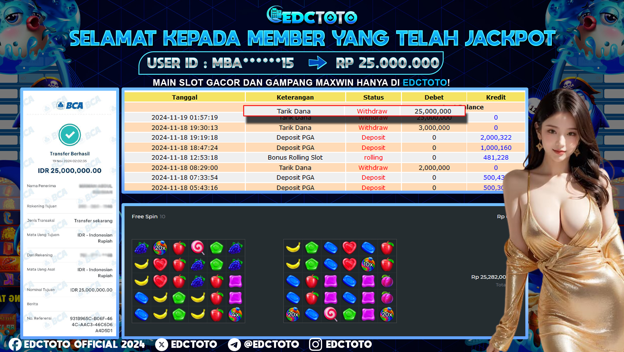 Selamat Kepada Member EDCTOTO JACKPOT 25JT Di Sweet Bonanza jangan ragukan situs RESMI EDCTOTO