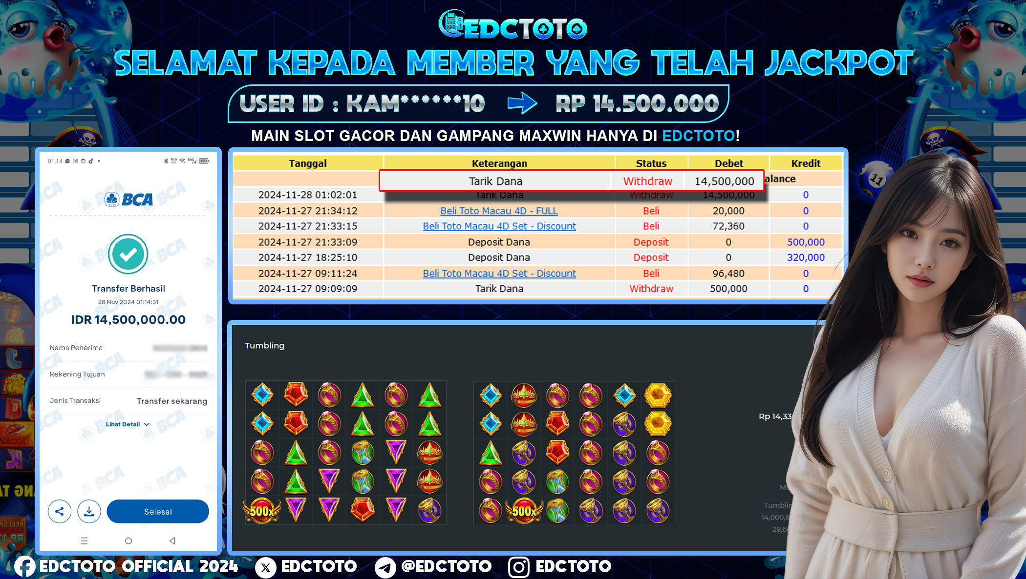 Selamat Kepada Member EDCTOTO JACKPOT 14JT Di Gates of Olympus 1000 PRAGMATIC jangan ragukan situs RESMI EDCTOTO