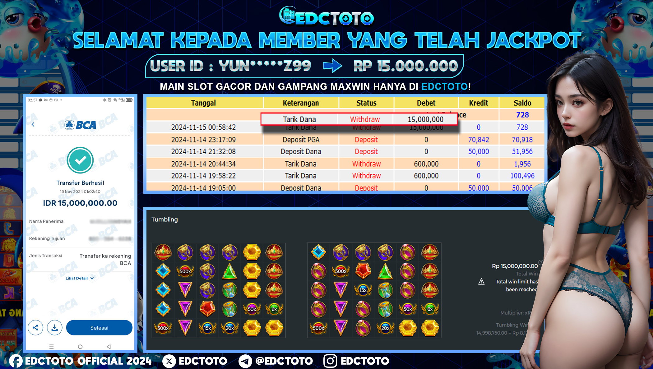 Selamat Kepada Member EDCTOTO JACKPOT 15JT di Gates of Olympus 1000 jangan ragukan situs RESMI EDCTOTO