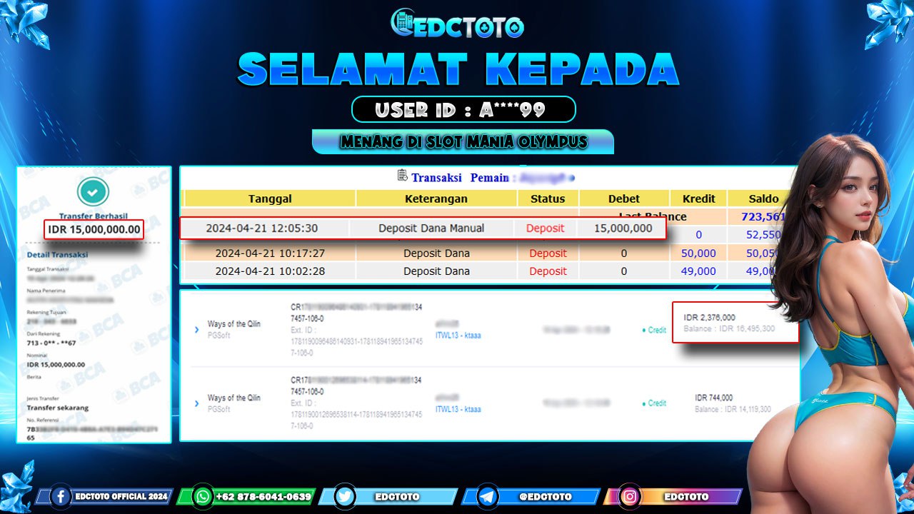 Selamat Kepada Member EDCTOTO JACKPOT 15 JT DI SLOT Ways of the Qilin Jangan ragukan situs RESMI EDCTOTO 2024