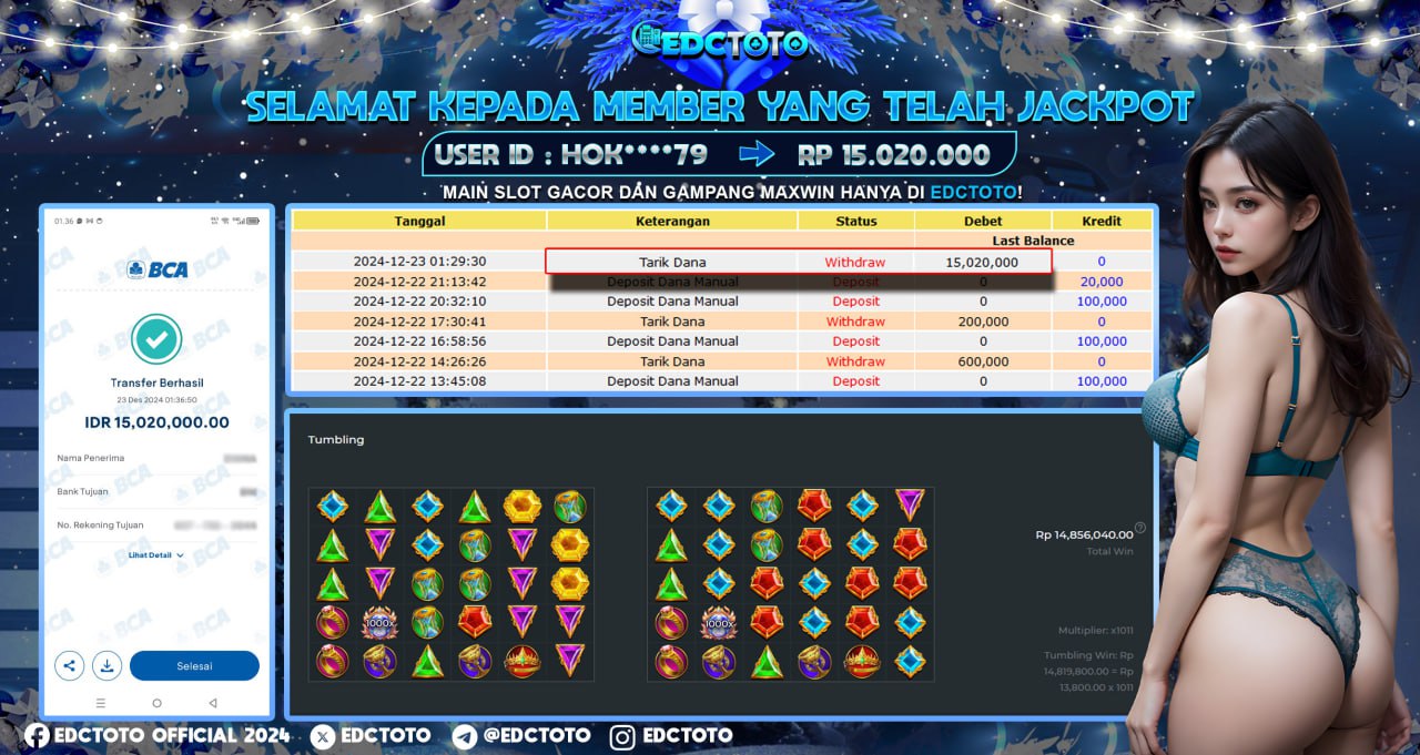 Selamat Kepada Member EDCTOTO JACKPOT 15JT Di  Gates of Olympus 1000 Pragmatic Play  Jangan ragukan situs RESMI EDCTOTO